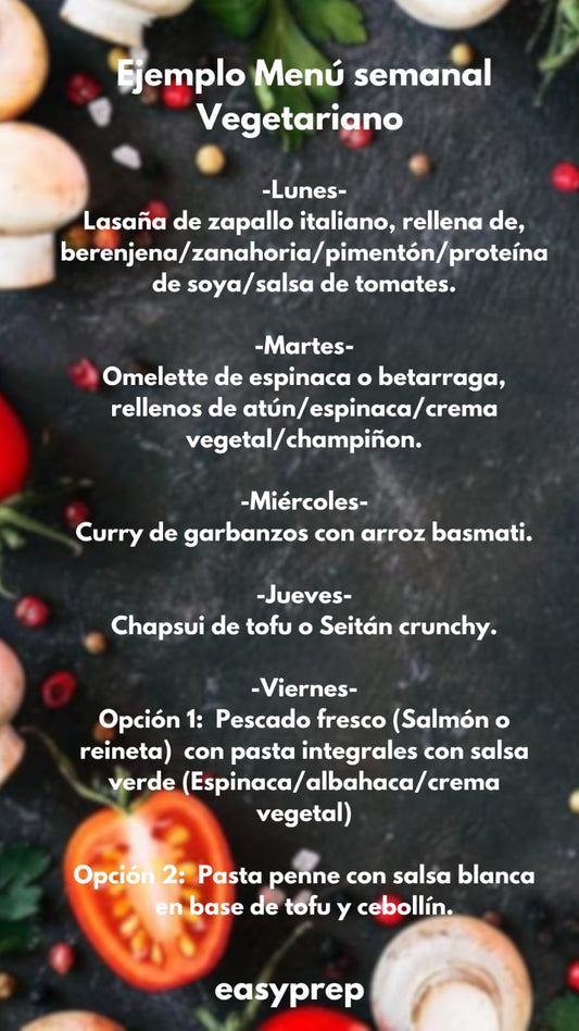 🫛 🍳Plan Vegetariano o pescetariano  Semanal Almuerzo